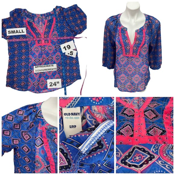 BP Womens Ruffle Denim Jacket Top Combo Size Small Blue Pink Pockets - Picture 4 of 12